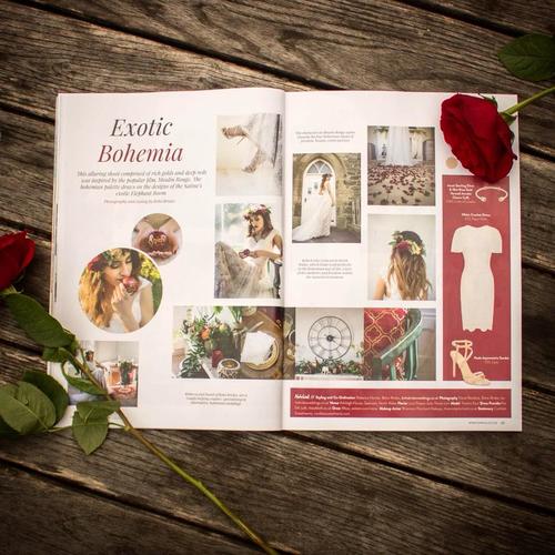 Destination weddings and honyemoons abroad magazine feature of exotic bohemia bridal shoot